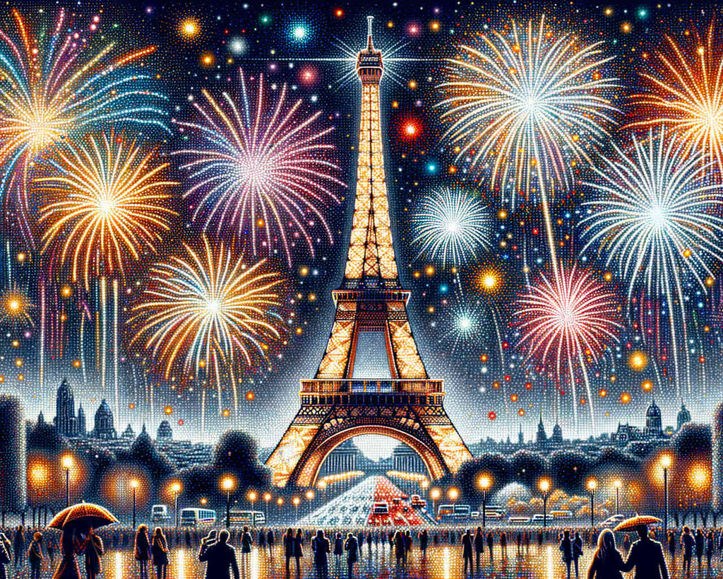 Malen nach Zahlen - Feuerwerk Paris, Eifelturm