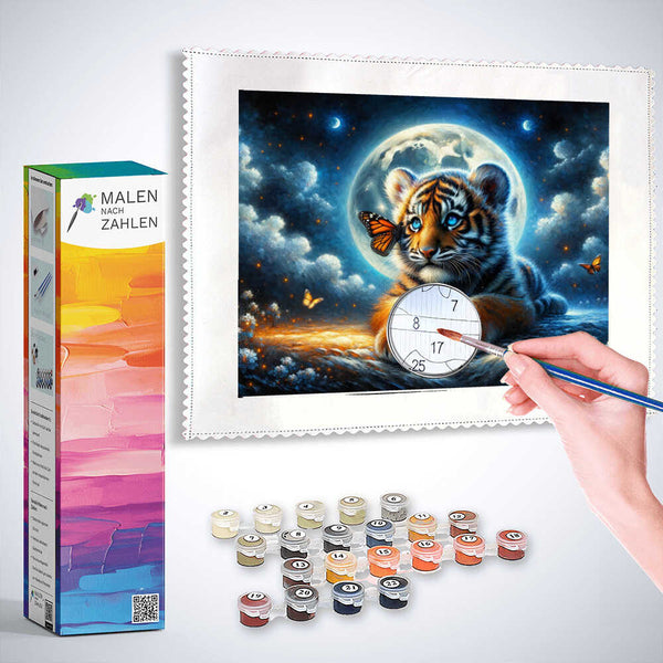 Malen nach Zahlen - Tigerbaby, Mond