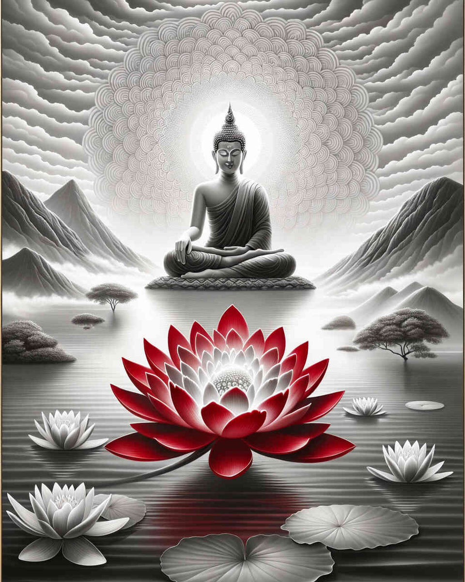 Malen nach Zahlen - Buddha mit roter Blume