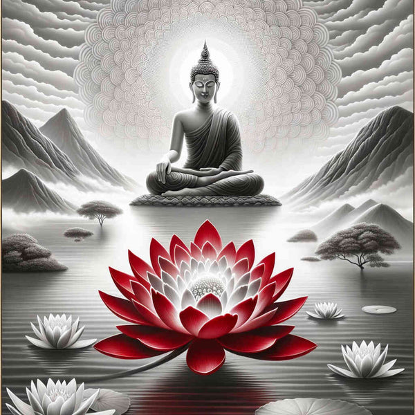Malen nach Zahlen - Buddha mit roter Blume