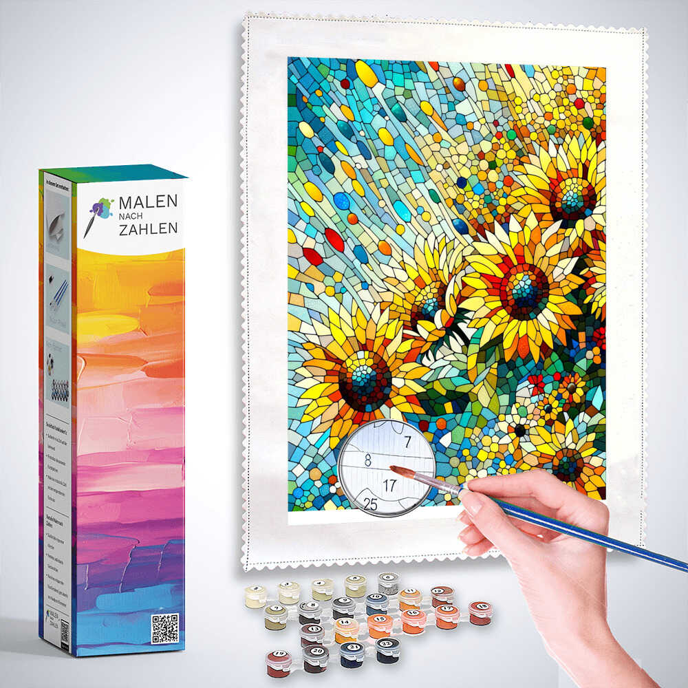Malen nach Zahlen - Sonnenblumen Mosaik