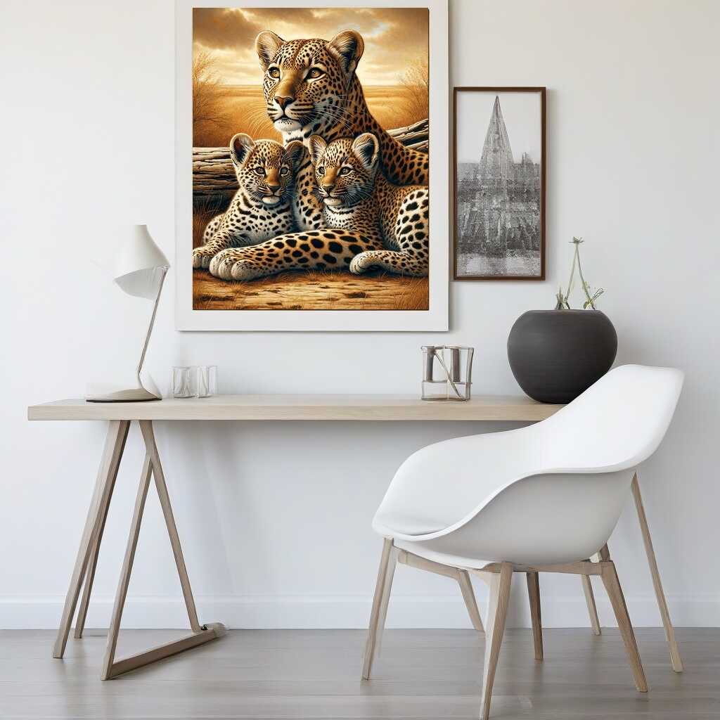 Malen nach Zahlen - Leopardenmutter mit Kindern