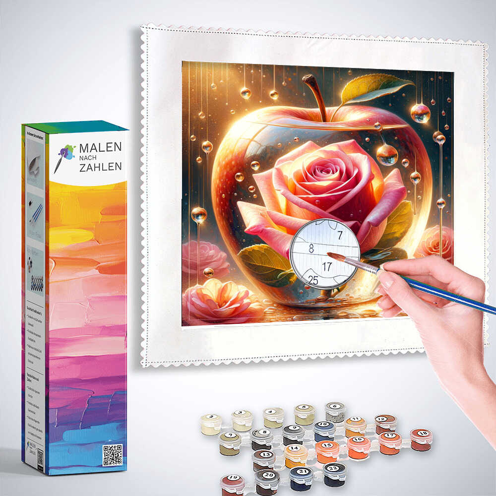 Malen nach Zahlen - Glas Apfel Rosa Rose