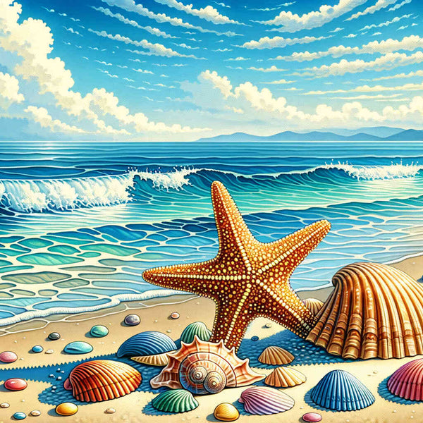 Malen nach Zahlen - Seestern und Muschel