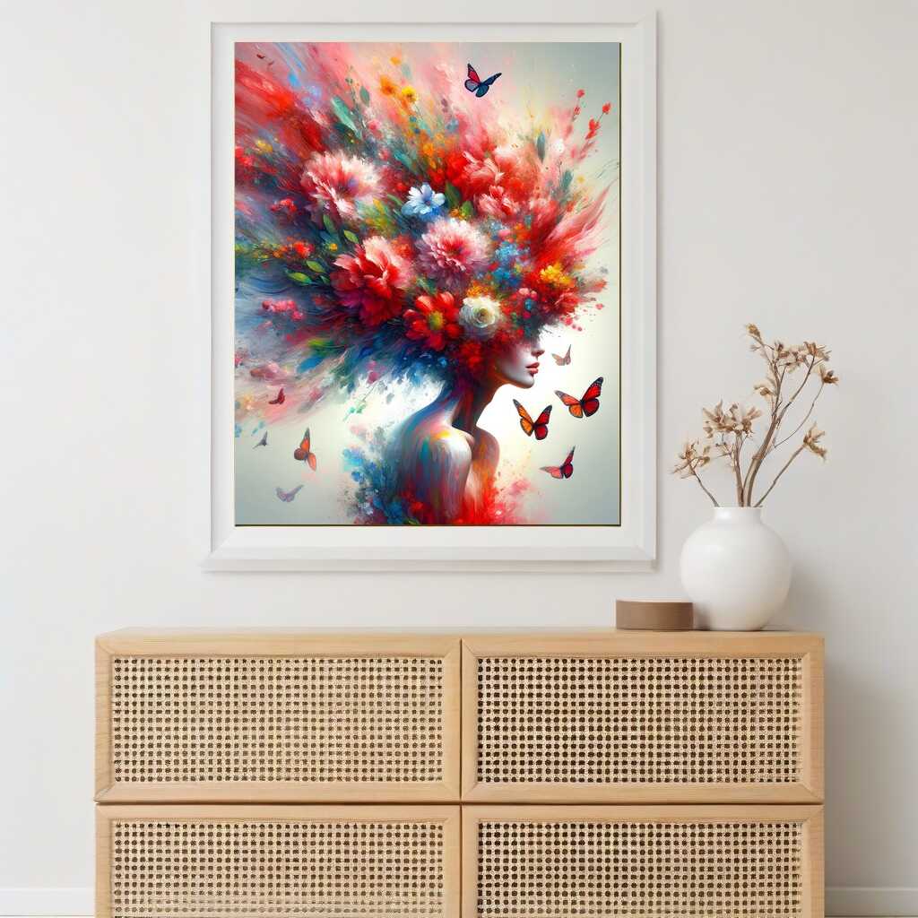 Malen nach Zahlen - Frau mit Blumenhaar