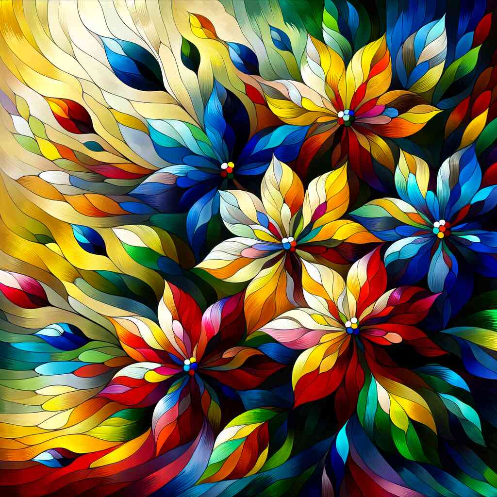 Malen nach Zahlen - Abstrakte Blumen bunt