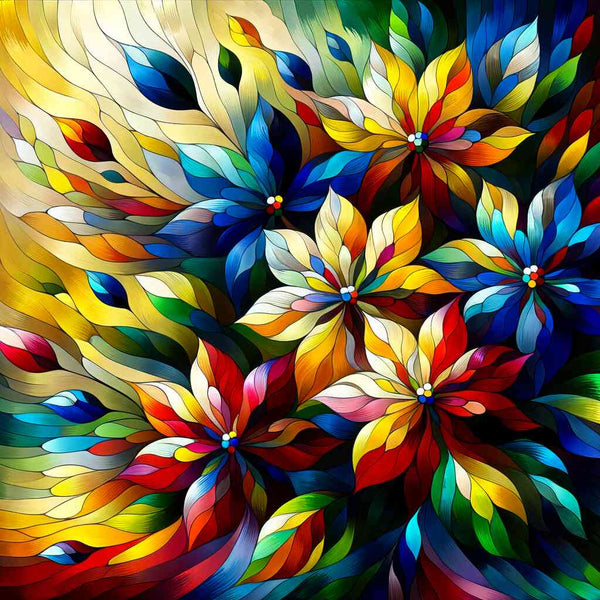 Malen nach Zahlen - Abstrakte Blumen bunt