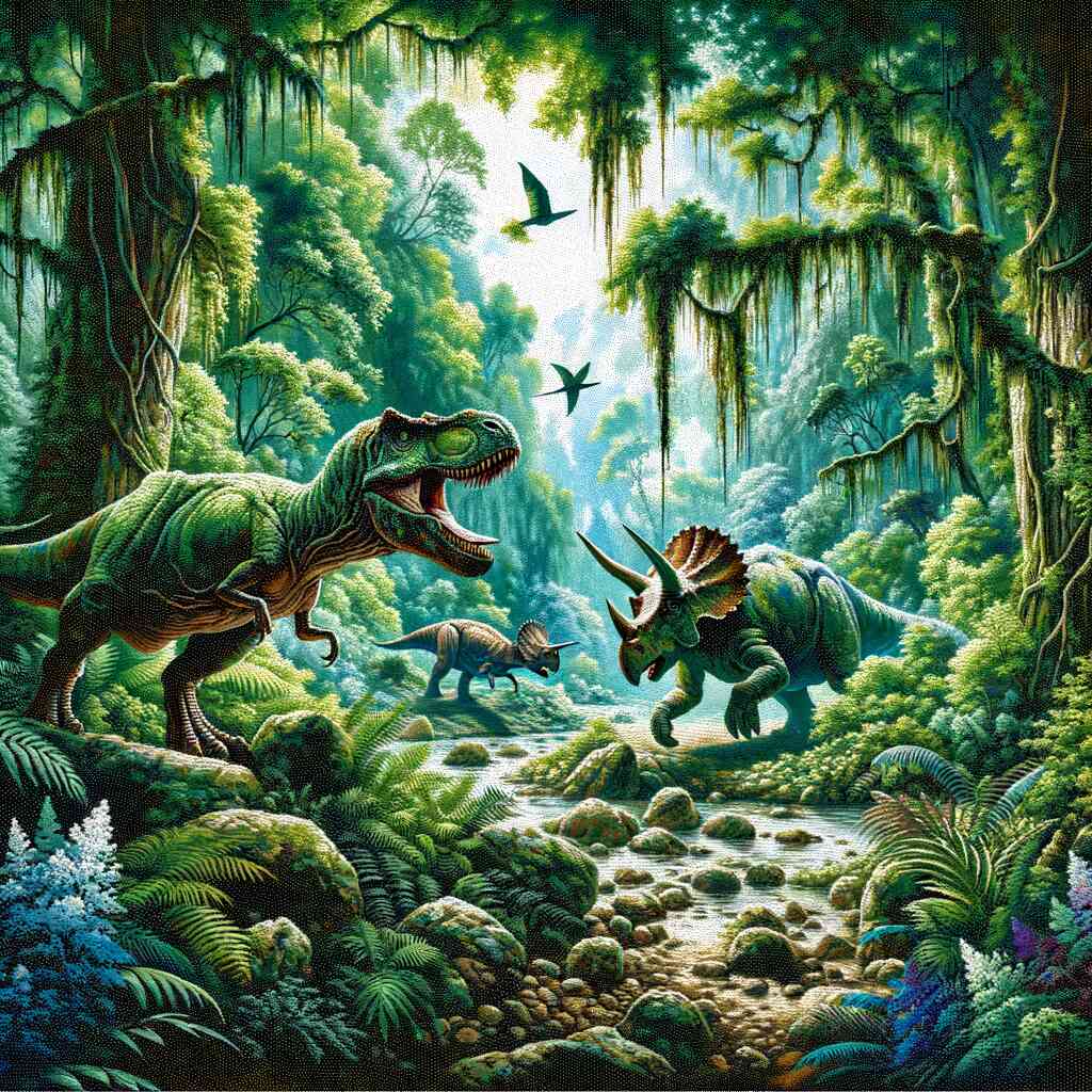 Malen nach Zahlen - Urwald Dinosaurier