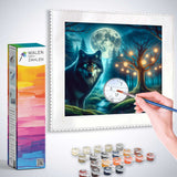 Malen nach Zahlen - Mondscheinsinfonie Kit with Wolf and Moonlit Tree Painting, Brushes, and Paints