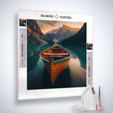 Diamond Painting - Bootsfahrt im Bergparadies Set with Acrylic Diamonds, Professional Canvas, and Tools Included