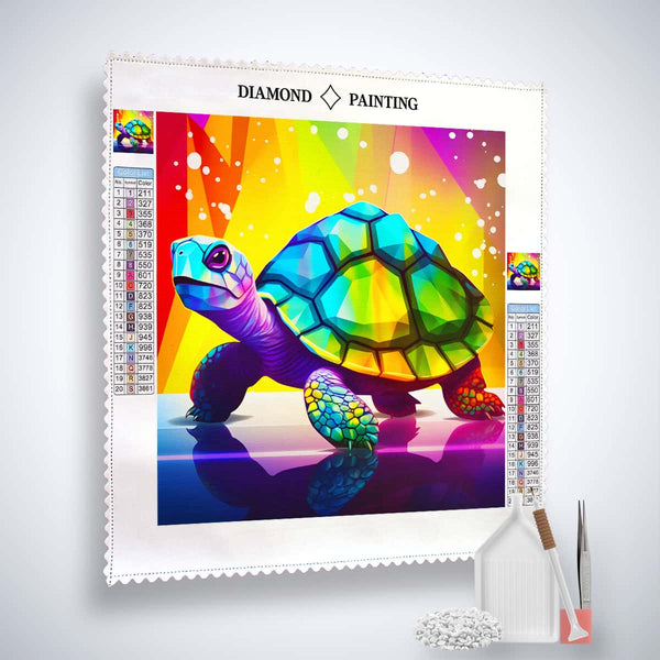 AB Diamond Painting Schildkröte Kit mit schillerndem Schildkrötenmotiv, Leinwand, Acryl-Diamanten, Pinzette und Setzstift