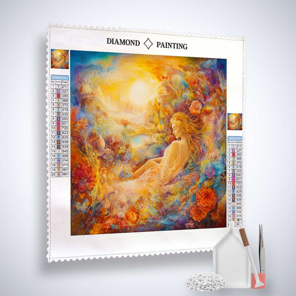 Diamond Painting Kit Windhauch und Weiden - Artistic Canvas with Acrylic Diamonds and Professional Tools, Creating Sparkling Art.