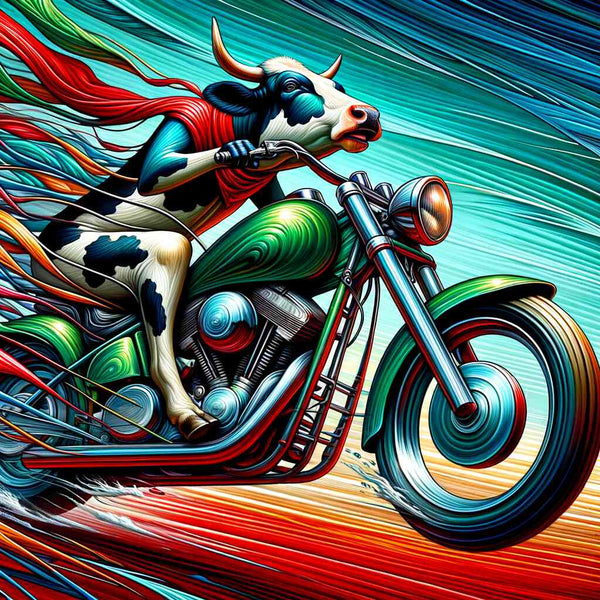 Malen nach Zahlen - Motorrad Kuh
