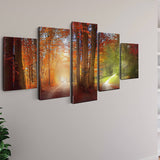 Malen nach Zahlen 5 teilig - Zwei Wege durch einen Herbstwald und Sommerwald - hochwertige Leinwand - multi5, neue_bilder