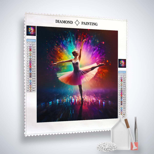 AB Diamond Painting Kit Frau tanzend bei Nacht – Komplettset mit Leinwand, Acryl-Diamanten und Werkzeug.