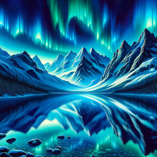 Malen nach Zahlen - Polarlicht Berge