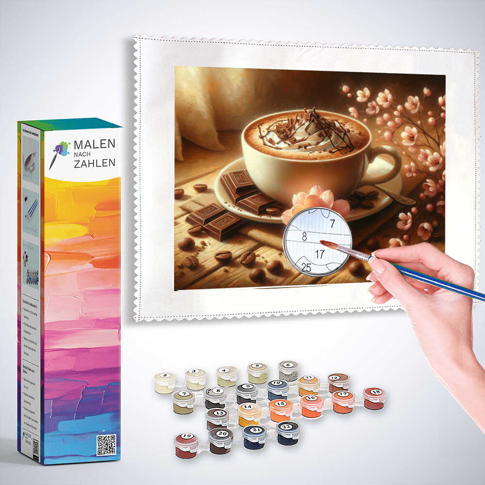 Kaffee mit Blume – Malen nach Zahlen