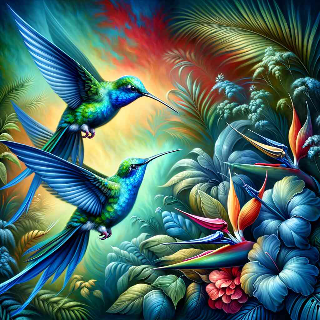 Malen nach Zahlen - Kolibri in Blau und Grün