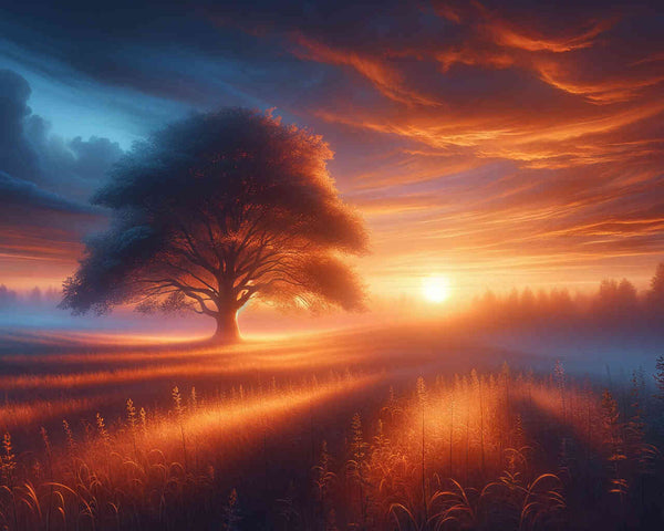 Malen nach Zahlen - Traumhafter Baum Sonnenuntergang