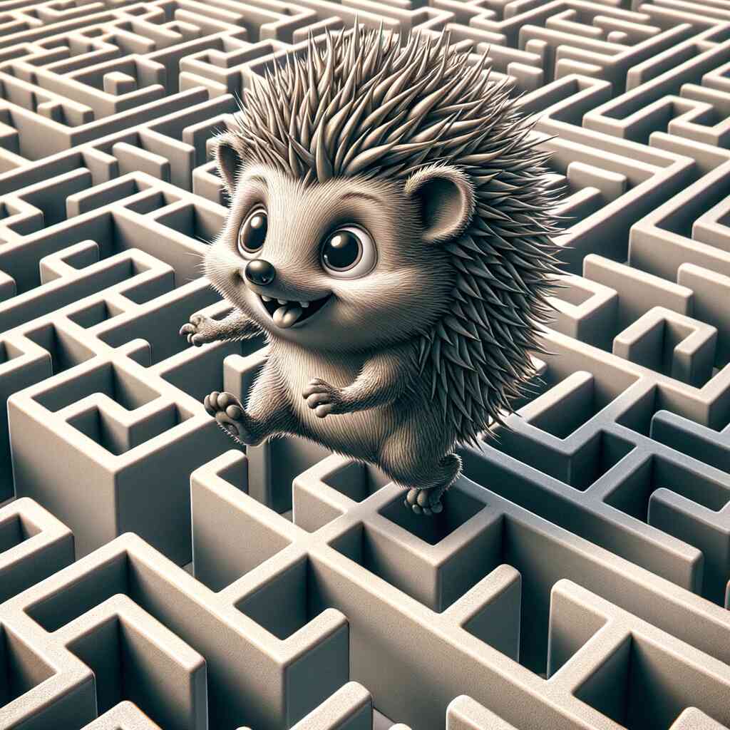 Niedlicher Igel navigiert Labyrinth in 3D-Malerei für Malen nach Zahlen - "Labyrinthisches Abenteuer"