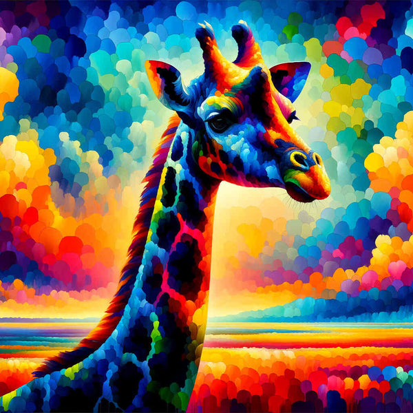 Malen nach Zahlen - Giraffe, bunt und abstrakt