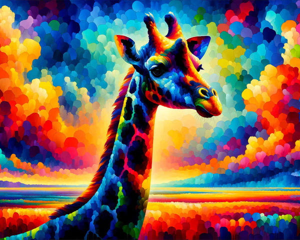 Malen nach Zahlen - Giraffe, bunt und abstrakt