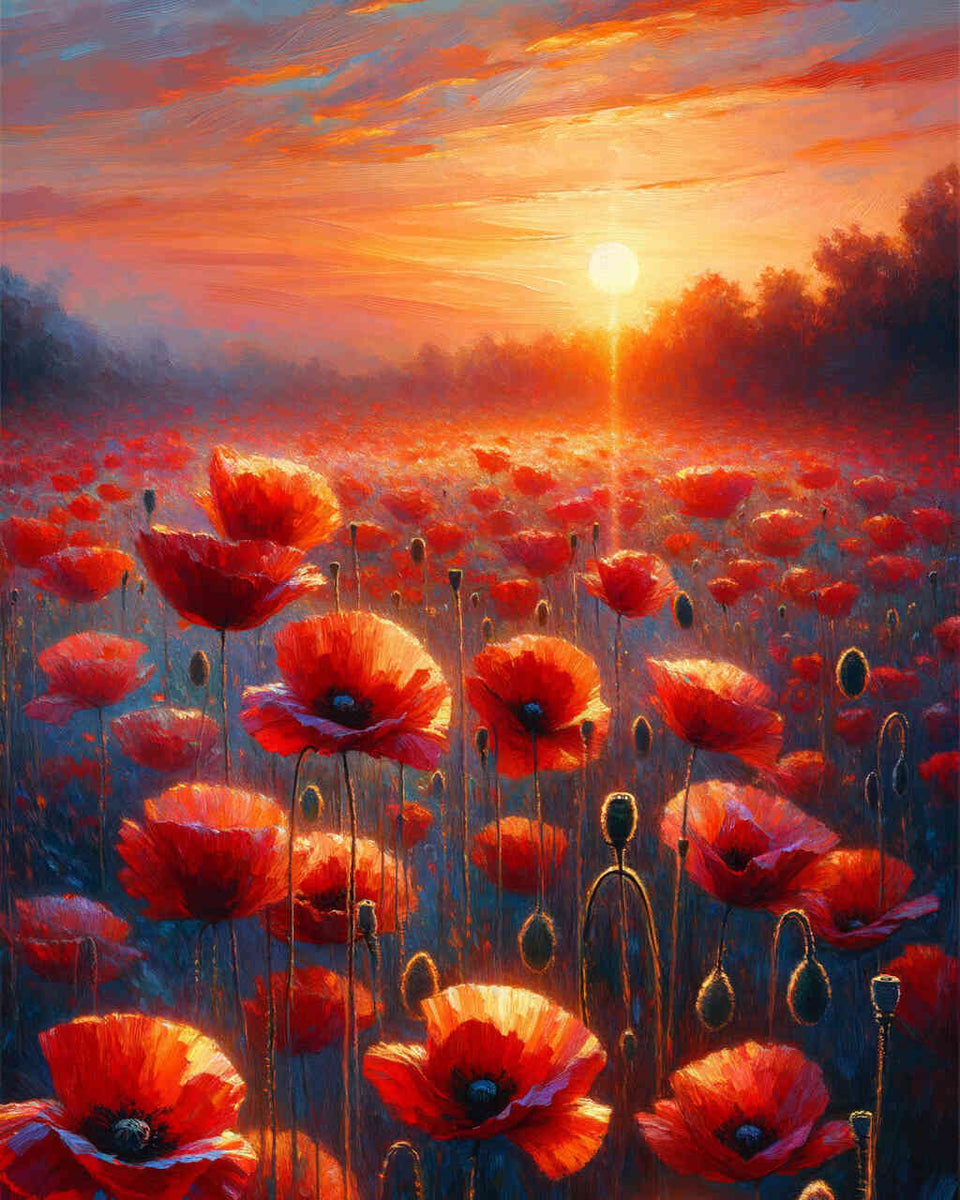 Malen nach Zahlen - Klatschmohn im Abendrot