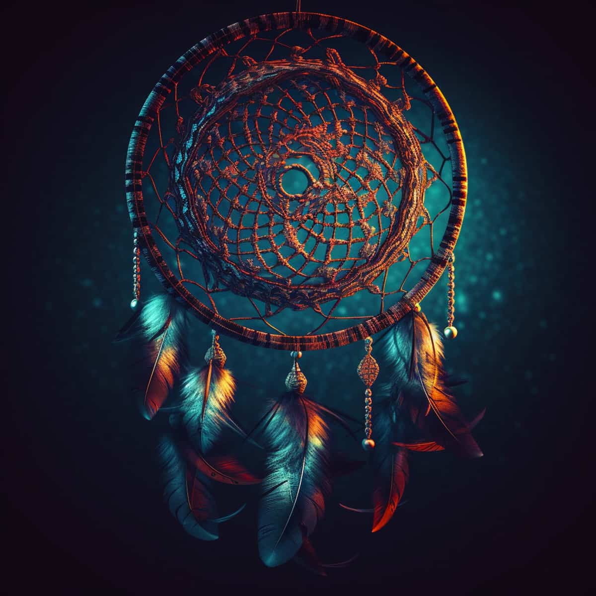 Intricate Traumfänger Mysteriös Diamond Painting kit featuring a dreamcatcher with vibrant feathers for a stunning sparkling artwork.