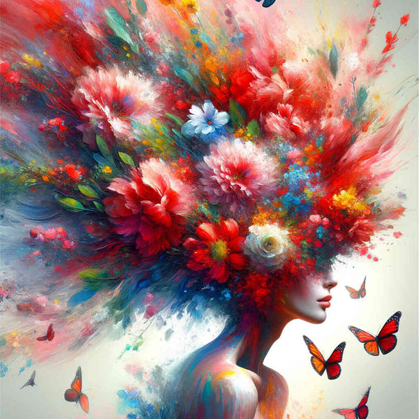 Malen nach Zahlen - Frau mit Blumenhaar