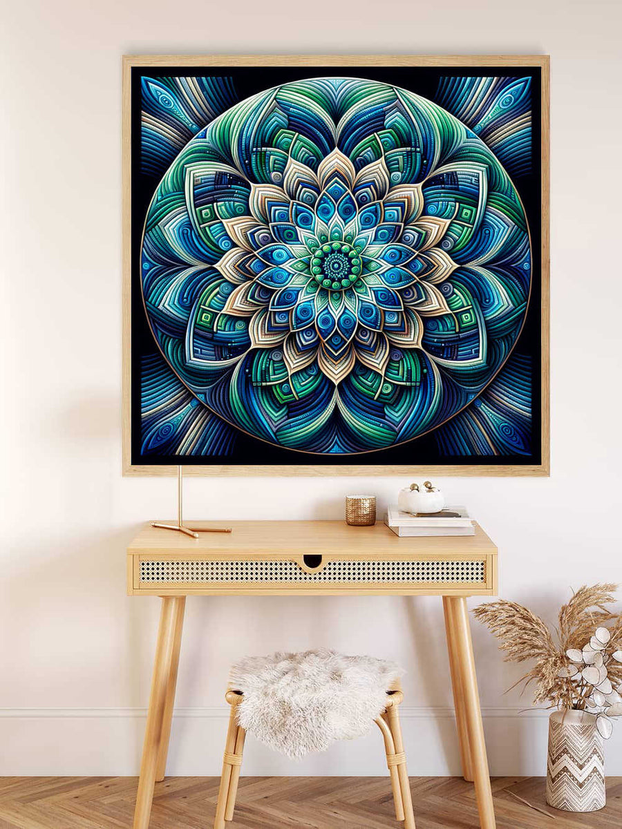 Malen nach Zahlen - Mandala in Grün und Blau