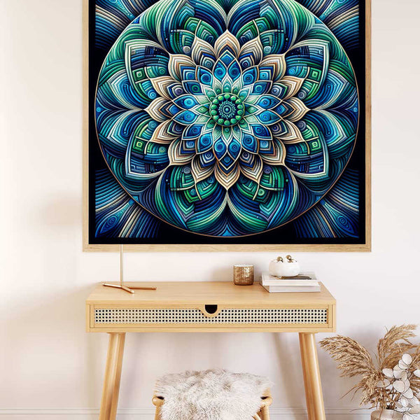 Malen nach Zahlen - Mandala in Grün und Blau