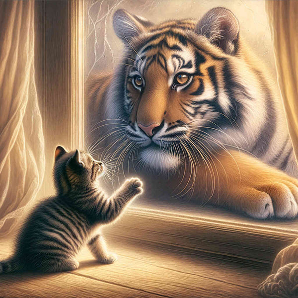 Malen nach Zahlen - Katze Fensterspiegelbild