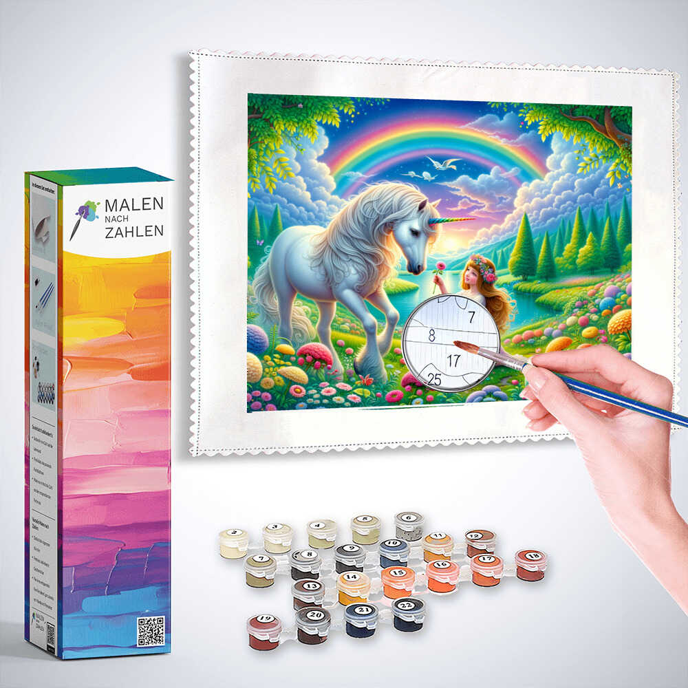 Malen nach Zahlen - Einhorn mit Mädchen