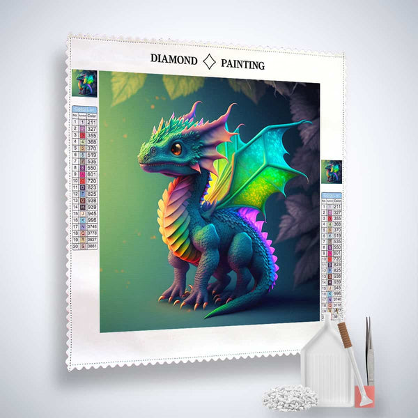 Diamond Painting Kit - Colorful Dragon Canvas with Tools and Acrylic Diamonds