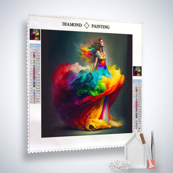 AB Diamond Painting - Riesenkleid, Diamond Painting Kits, vibrant dress design, acrylic diamonds, professional canvas, art supplies included