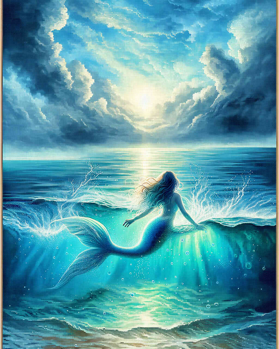 Meerjungfrau in Blau – Malen nach Zahlen