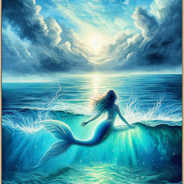 Meerjungfrau in Blau – Malen nach Zahlen