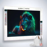 AB Diamond Painting - Löwe bei Nacht. Diamond Painting Kits inkl. Profi-Leinwand, veredelte Acryl Diamonds, Pinzette, und Profi Setzstift.