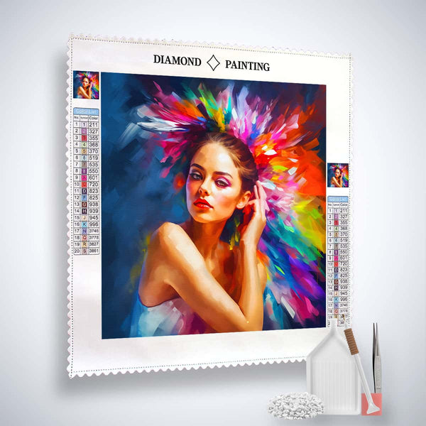 AB Diamond Painting Kit - Abstrakte Frisur mit Profi-Leinwand, Acryl Diamonds und Künstler-Zubehör