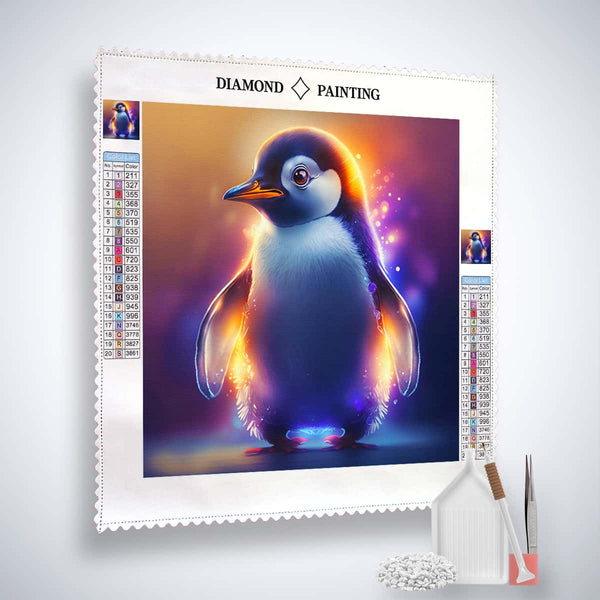 AB Diamond Painting Leuchtender Pinguin - Diamond Painting Kit with Sparkling Acrylic Diamonds, Professional Canvas and Tools