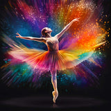 Ballerina dancing at night with vibrant, colorful background - AB Diamond Painting Part 2.
