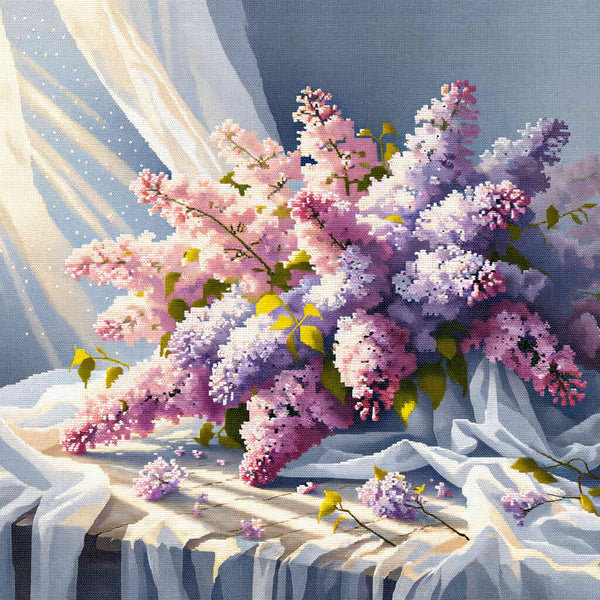 Malen nach Zahlen - Fliederstrauß, Gardine