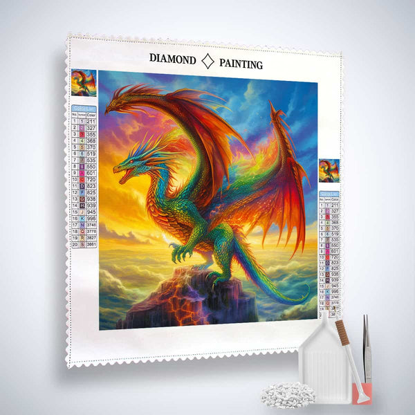 Diamond Painting Flügel des Sturms Kit with Colorful Dragon Image and Painting Tools
