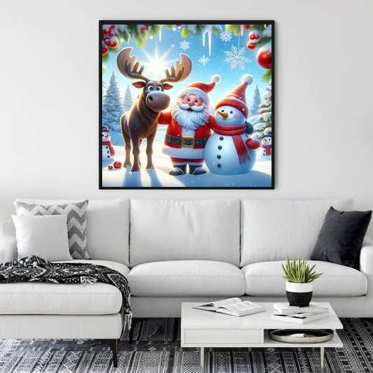 Malen nach Zahlen - Merry Christmas, Elch und Schneemann