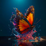Vibrant butterfly splashing in water, showcasing the mesmerizing beauty of AB Diamond Painting - Schmetterling badet.