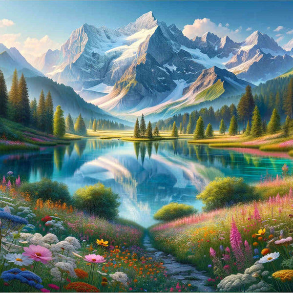 Malen nach Zahlen - Blumenwiese und Zugspitze