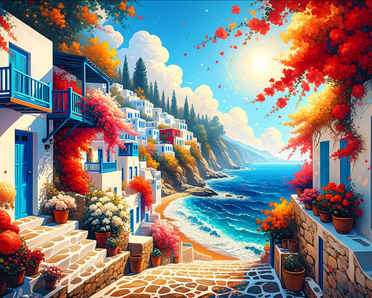 Malen nach Zahlen - Griechische Küste