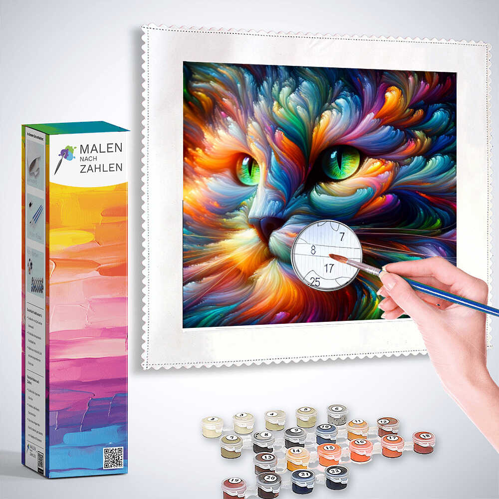 ZUTY Malen Nach Zahlen 'Kater In Der Bibliothek' 40x50 Cm – Komplettset Mit Keilrahmen, Farben & Pinseln