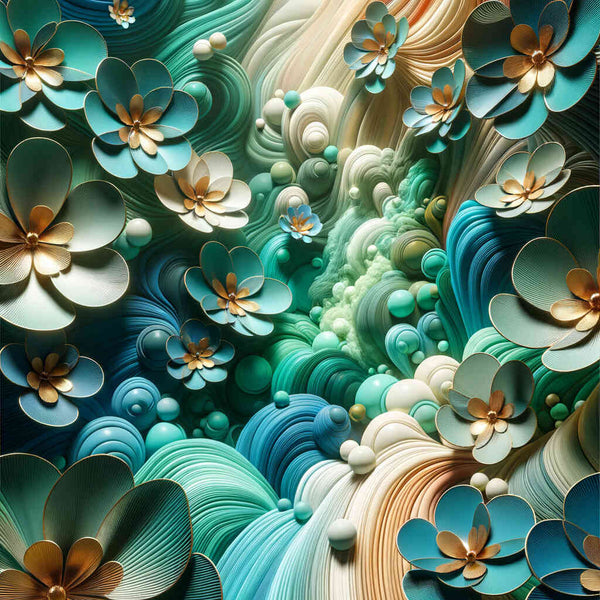 Malen nach Zahlen - Abstrakte Blumen Türkis