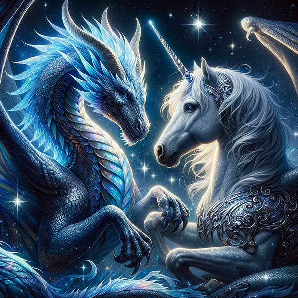Malen nach Zahlen - Drache und Einhorn